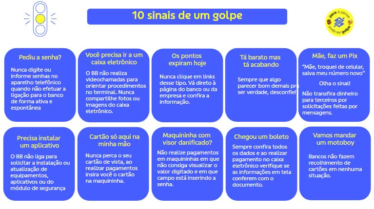 texto explicativo com os 10 sinais de golpe.
