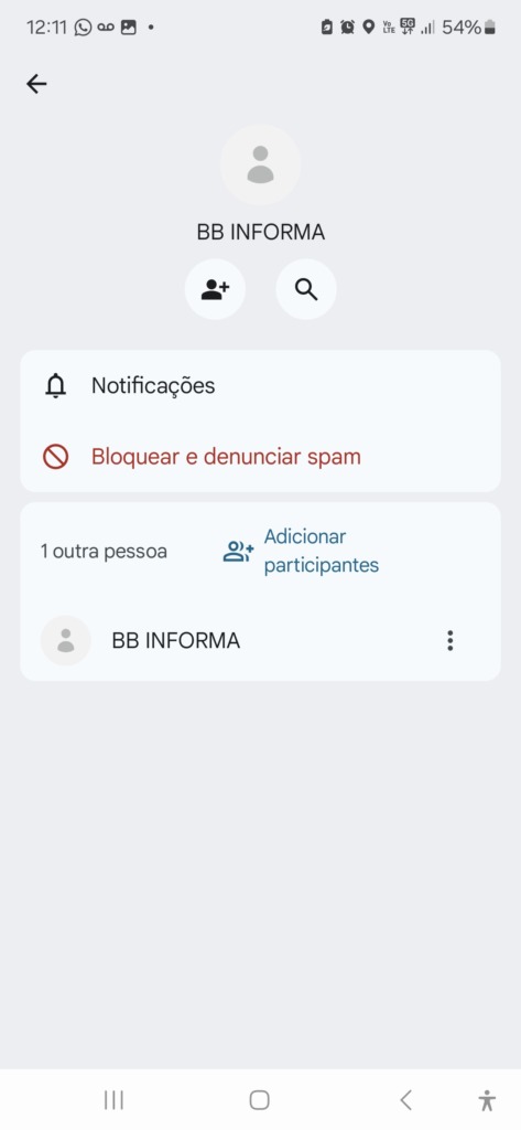 imagem da tela de contato do BB INFORMA